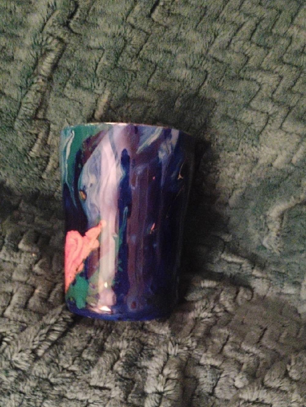 Acrylic And Epoxy Swirl Tumbler in Navy, Teal & Pink